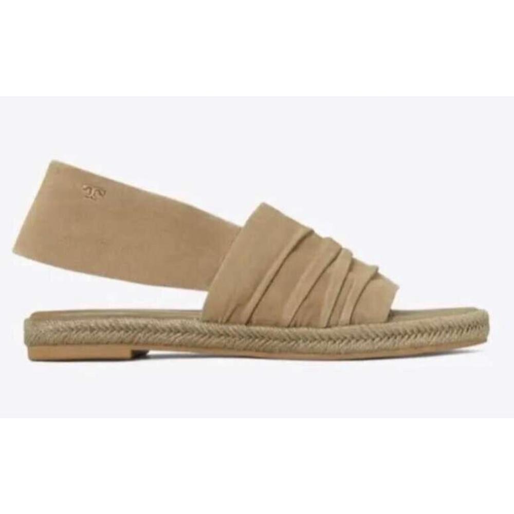 TORY BURCH SLING BACK SUEDE ESPADRILLE SANDALS IN NEUTRAL SIZE 5.5 - Picture 3 of 8